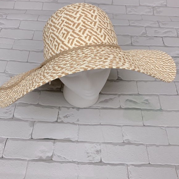 DPC Sun Hat Tan Creme Rope accent Lightweight Boho Summer - Picture 5 of 10